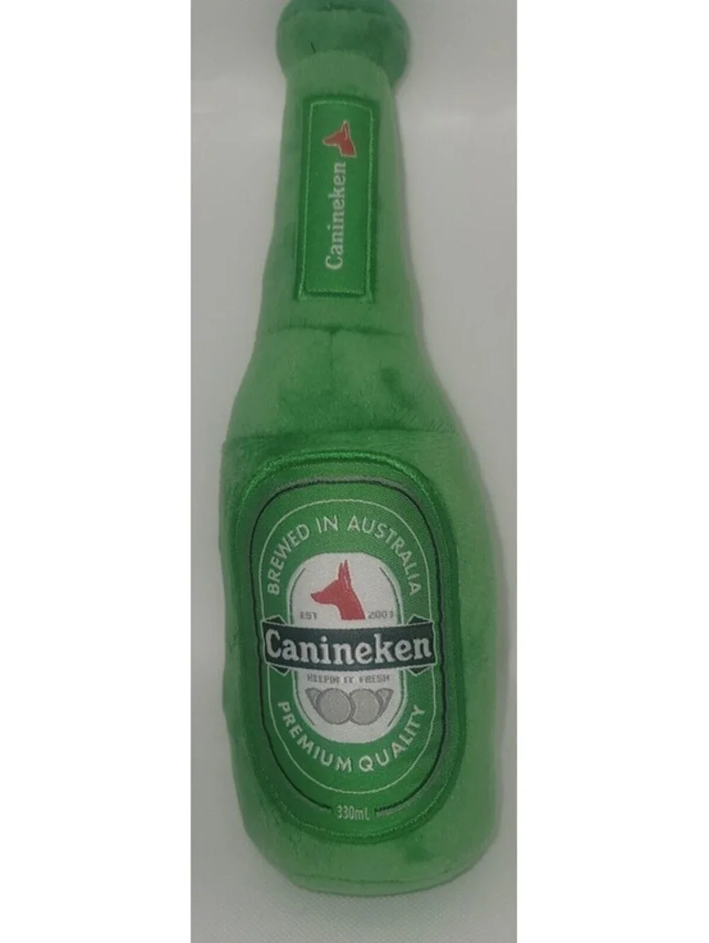 FUZZYARD CANINEKEN BREWED IN AUSTRALIA BEER GREEN BOTTLE DOG SQUEAKY TOY